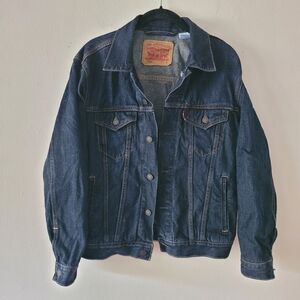 Levi Strauss Mens Trucker Dark Denim Jacket Small Jean Button Down Pocket Casual
